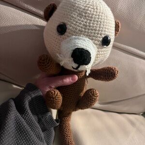 Charming Brown and Cream Knit Otter Toy
